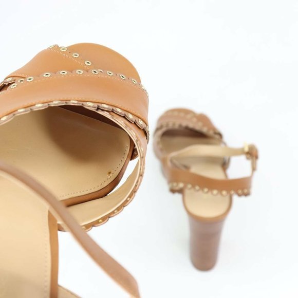 Michael Kors Womens Jessie Sandals Brown Platform Heels Buckle Eyelet 10 M New main image 5